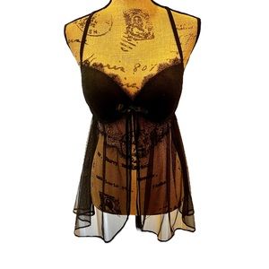 Victoria’s Secret Fly Away Sheer and Lace Strappy Back Chemise Slip Size…